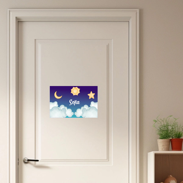 Placa de porta infantil personalizada - Nuvens