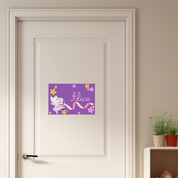 Placa de porta infantil bailarina ratinha personalizada com nome