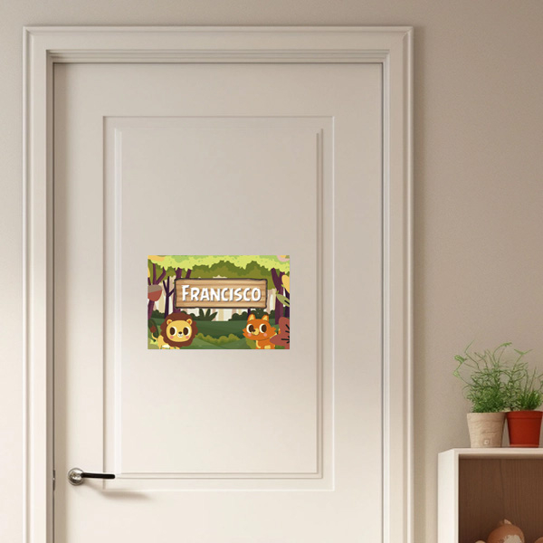 Placa de porta infantil personalizada savana e nome