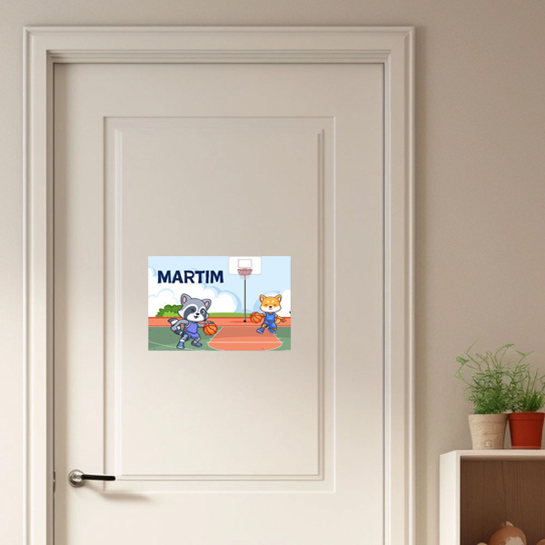 Placa de porta infantil personalizada - Basquetebol