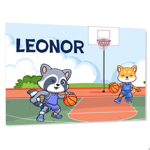 Placa de porta infantil personalizada - Basquetebol