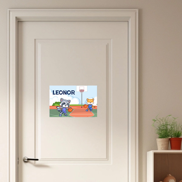 Placa de porta infantil personalizada - Basquetebol