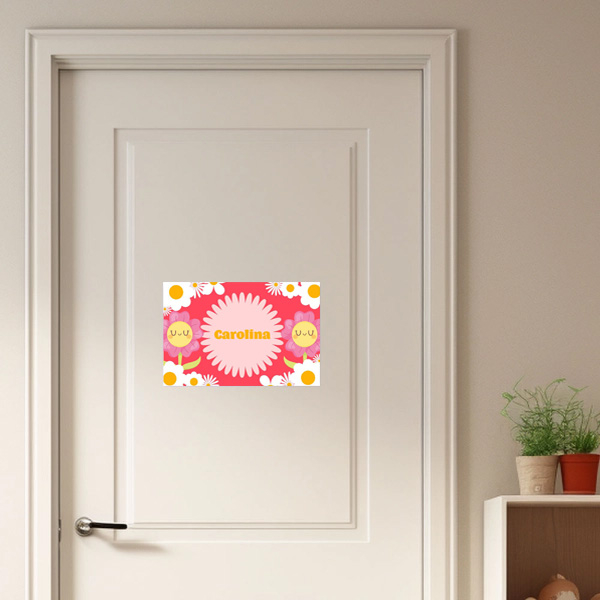 Placa de porta personalizada para quarto infantil - Flores