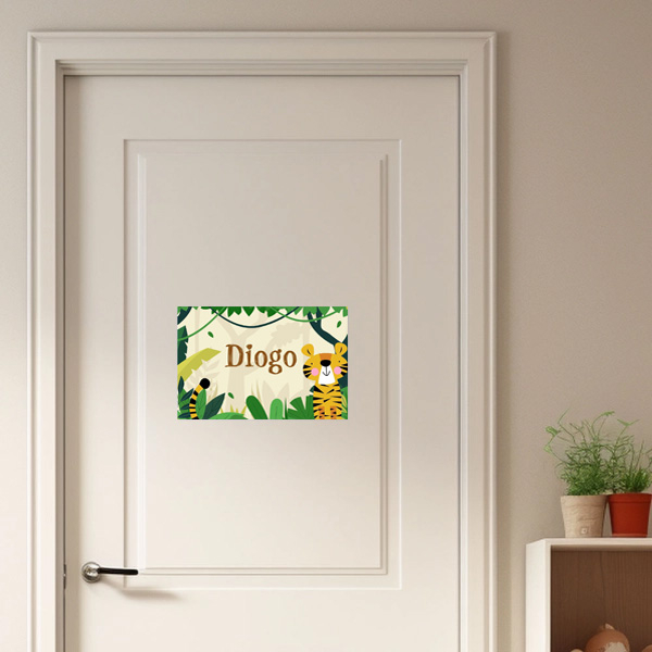 Placa de porta tigre com nome infantil