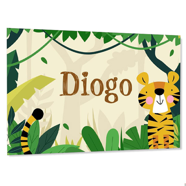 Placa de porta tigre com nome infantil
