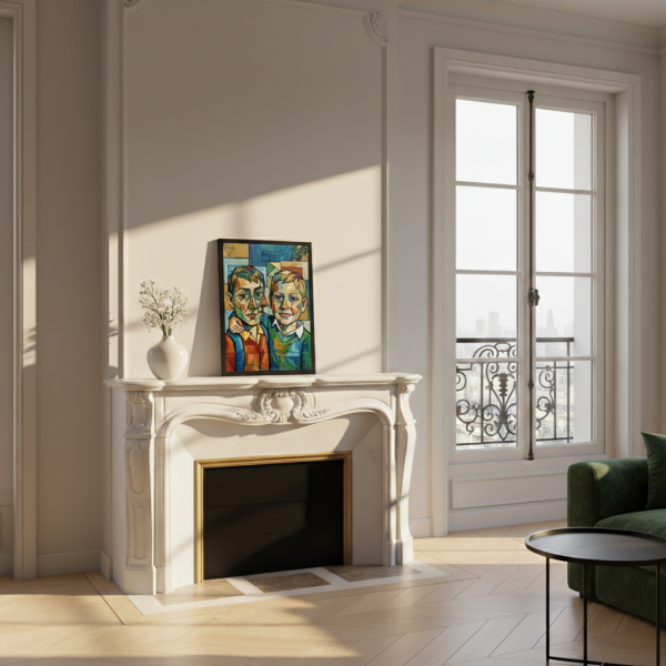 Retrato art&iacute;stico em estilo cubista