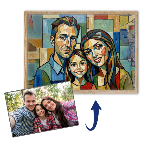 Retrato art&iacute;stico em estilo cubista