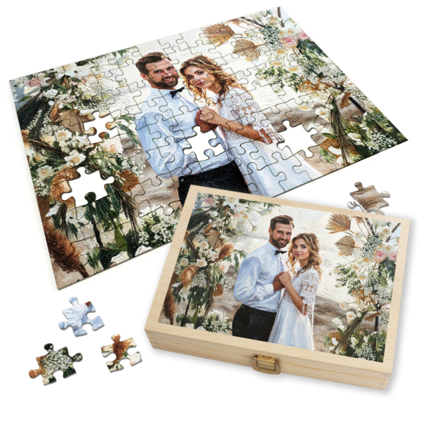 Puzzle de uma foto transformada em pintura a &oacute;leo
