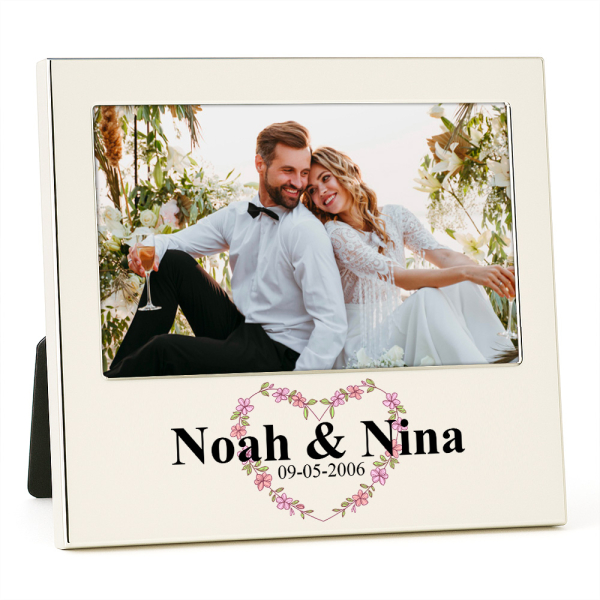 Quadro de fotos prateado personalizado Amor