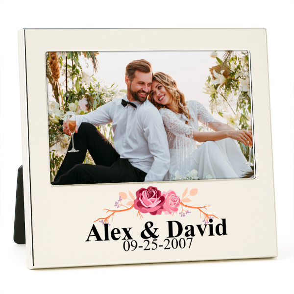 Quadro de fotos prateado personalizado Amor