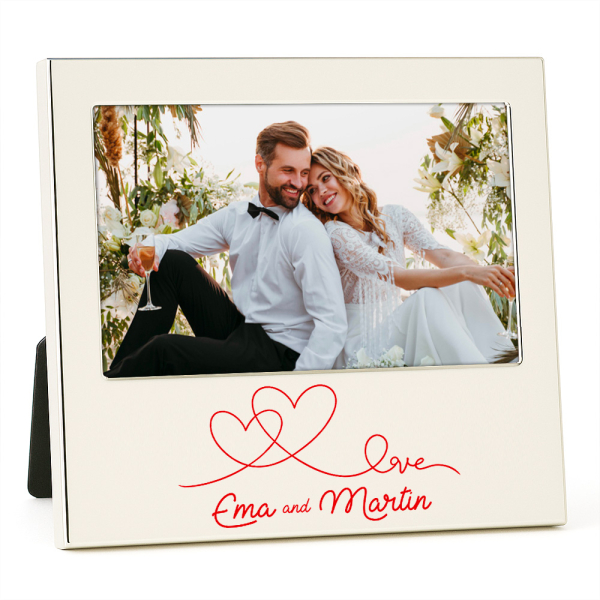 Quadro de fotos prateado personalizado Amor
