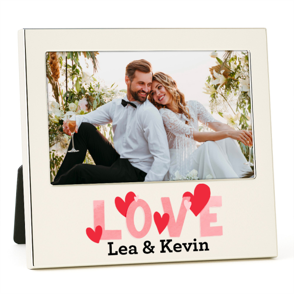 Quadro de fotos prateado personalizado Amor
