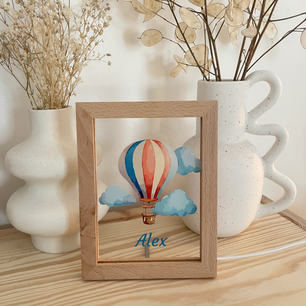 Quadro LED balão de ar quente com nome
