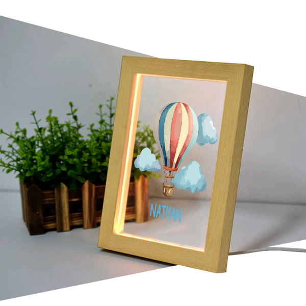 Quadro LED balão de ar quente com nome