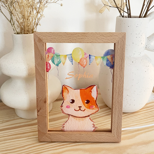 Quadro LED balões e animais