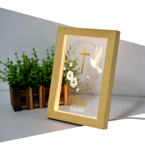Quadro LED batismo personalizado Quadro LED batismo personalizado