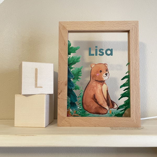 Quadro LED floresta e animais personalizado