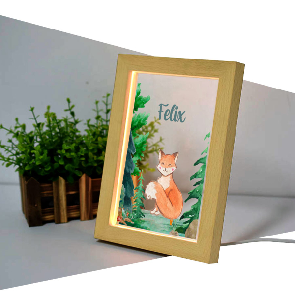 Quadro LED floresta e animais personalizado