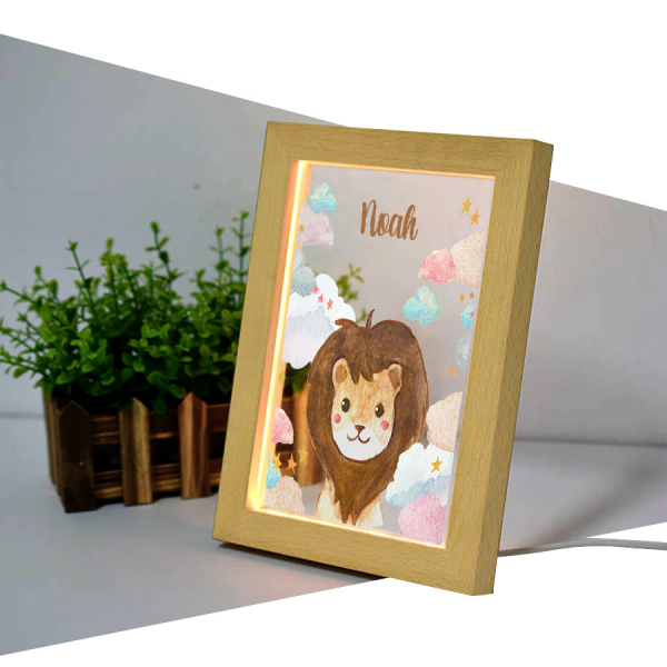Quadro LED nuvens e animais