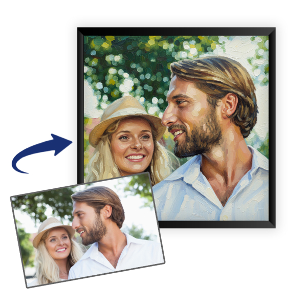 Retrato em estilo de pintura a óleo a partir de uma foto