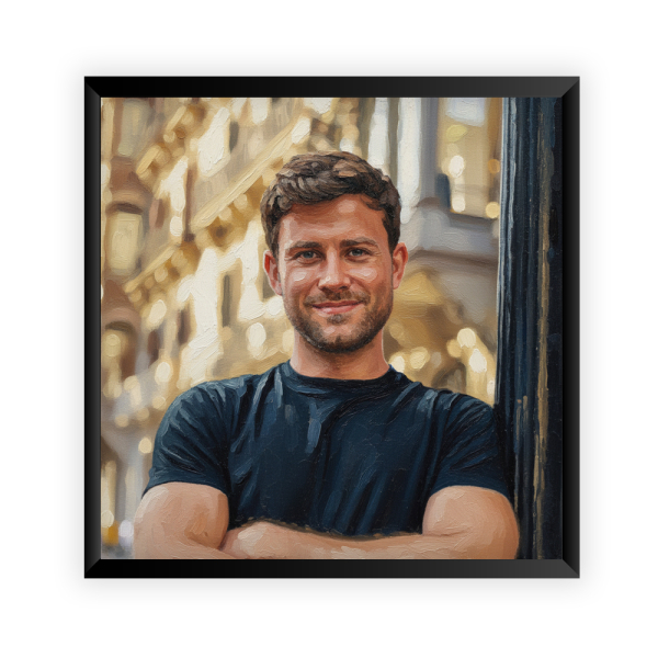 Retrato em estilo de pintura a óleo a partir de uma foto