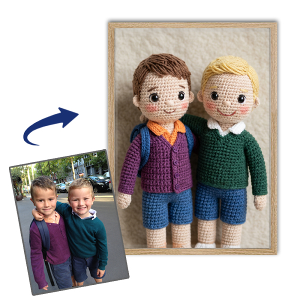 Retrato de boneca de tric&ocirc; a partir de uma foto