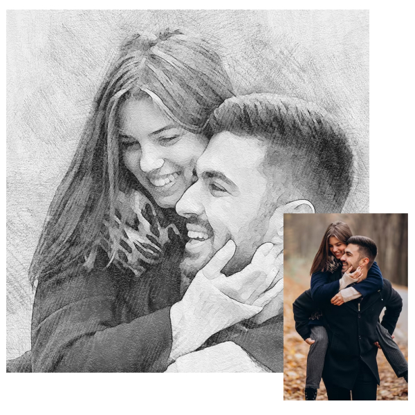 Retrato em estilo carvão feito a partir de uma fotografia