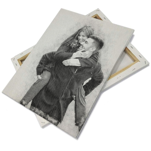 Retrato em estilo carvão feito a partir de uma fotografia
