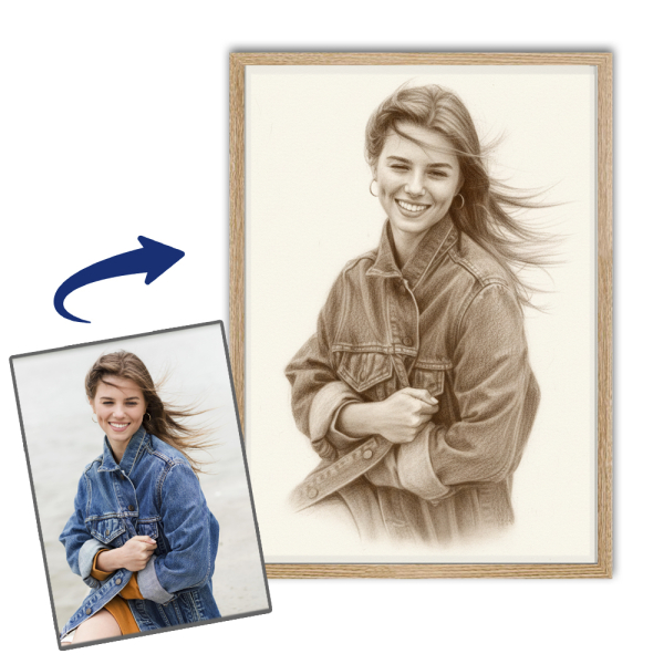 Retrato em estilo de desenho sépia feito a partir de uma foto