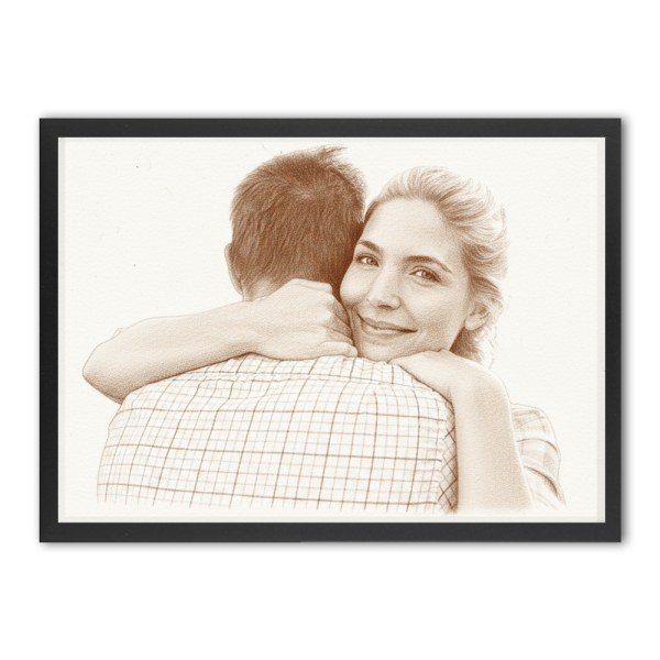 Retrato em estilo de desenho sépia feito a partir de uma foto