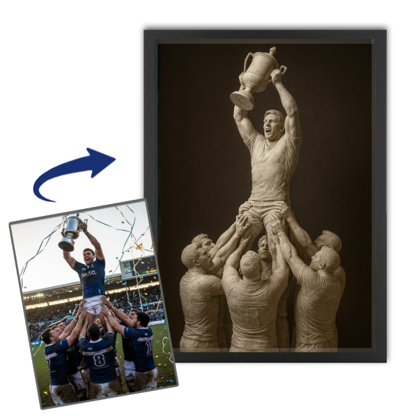 Retrato em estilo de est&aacute;tua de m&aacute;rmore a partir de uma foto