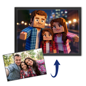 Retrato em estilo de videojogo pixel