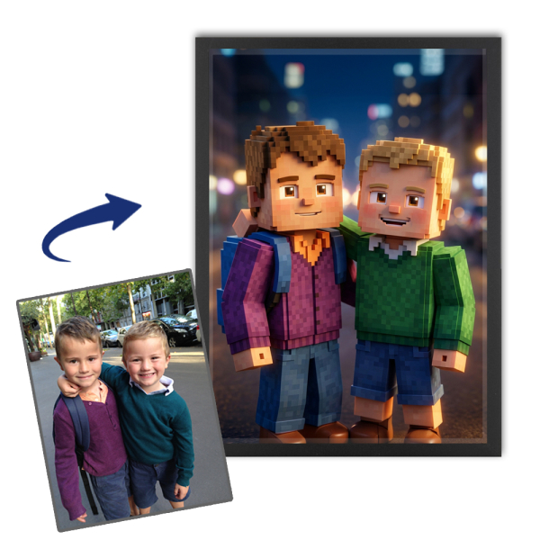 Retrato em estilo de videojogo pixel