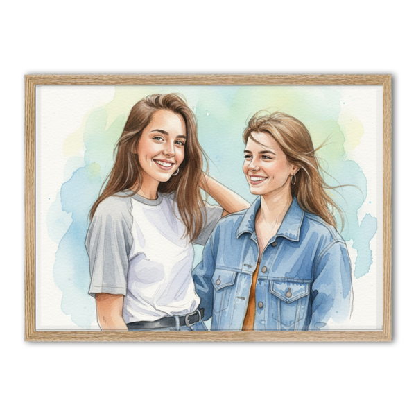 Retrato em estilo aguarela após montagem fotográfica