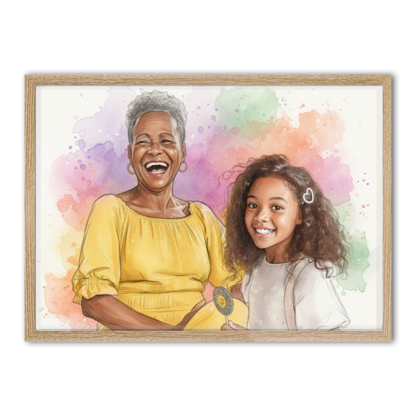 Retrato em estilo aguarela após montagem fotográfica