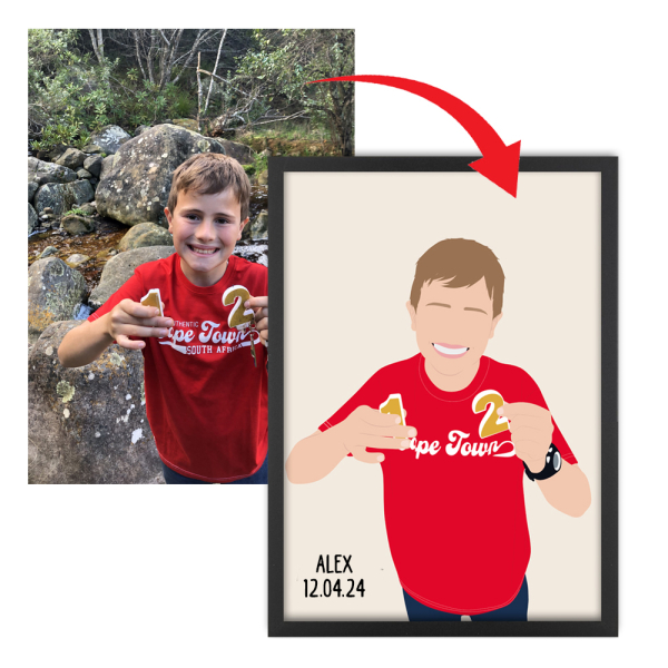 Retrato personalizado com design a partir de uma fotografia