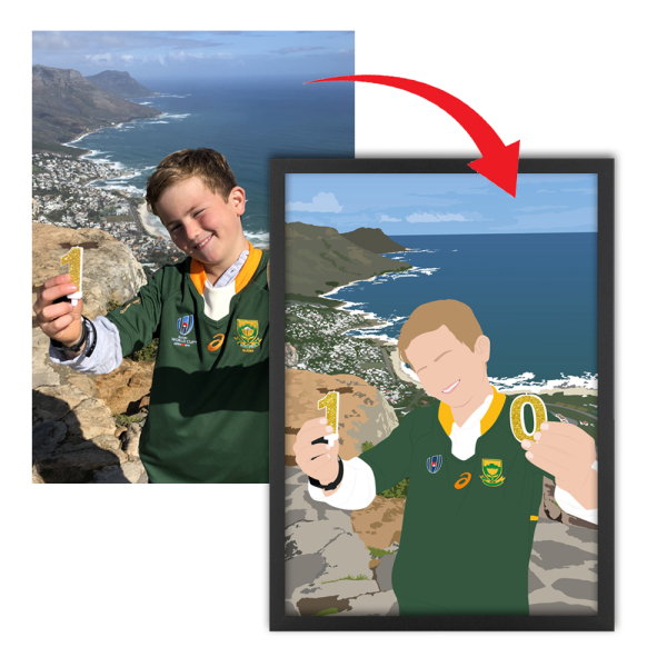 Retrato personalizado com design a partir de uma fotografia