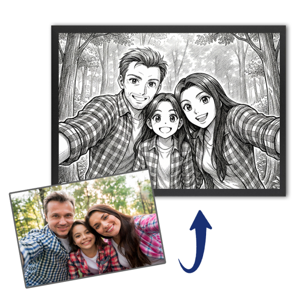 Retrato personalizado em estilo manga vintage