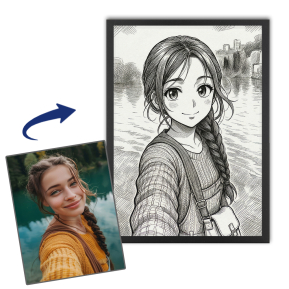 Retrato personalizado em estilo manga vintage