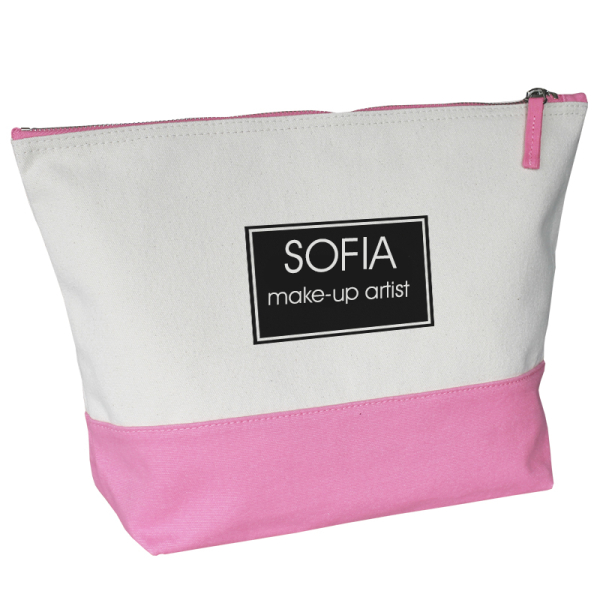 Saco de toilette grande em dois tons, personalizado com o nome próprio