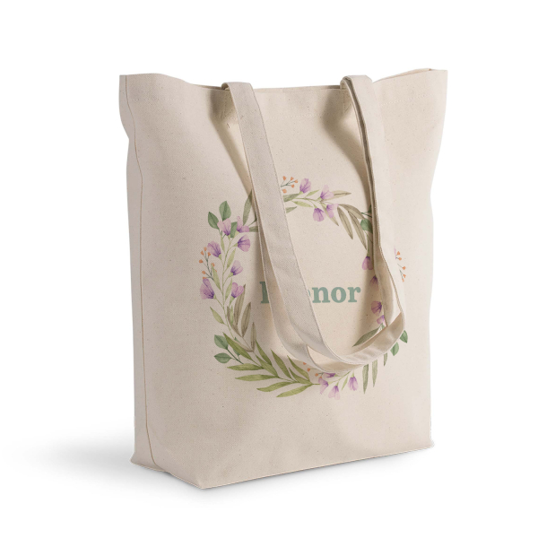 Saco com estampa de coroa floral