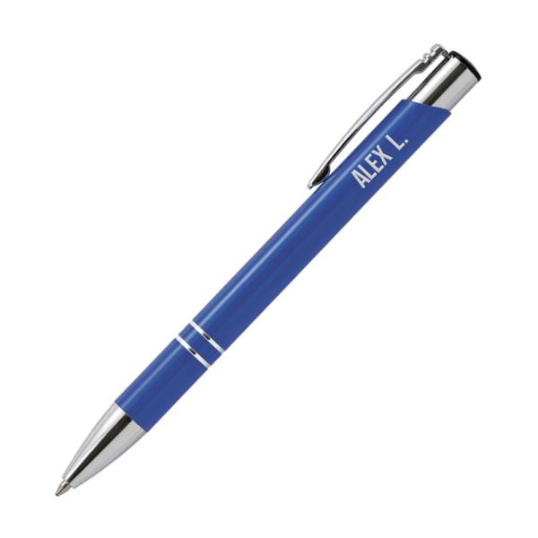 Caneta esferogr&aacute;fica azul personalizada