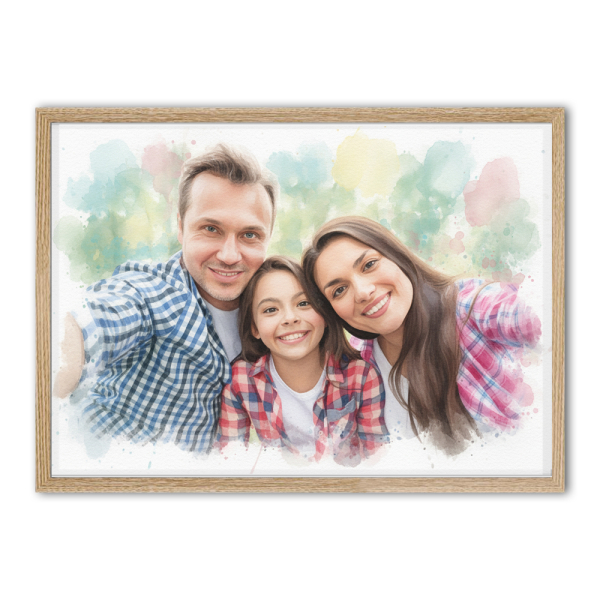 Retrato em estilo aquarela a partir de uma foto