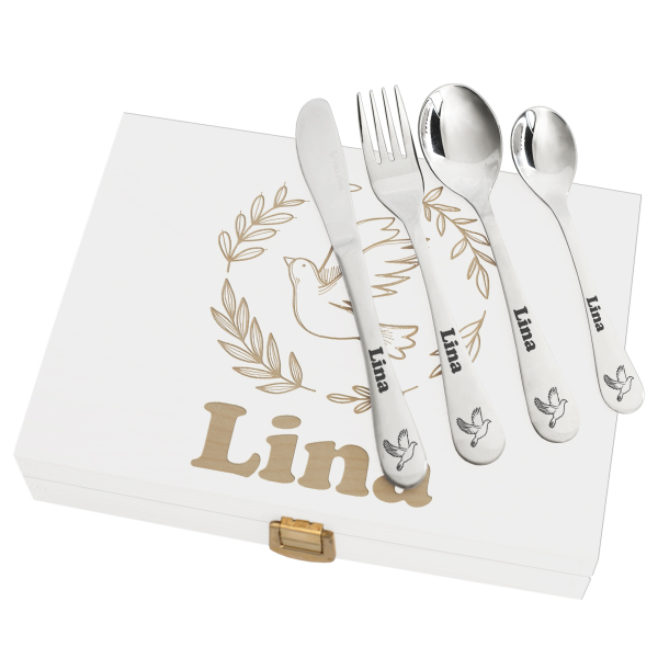 Talheres de batismo de pomba personalizados
