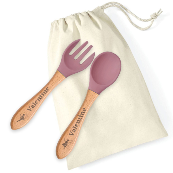 Talheres de silicone personalizados de conto de fadas para bebé