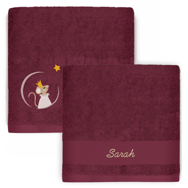 Toalha infantil personalizada 70 x 140 cm - Rato Framboesa