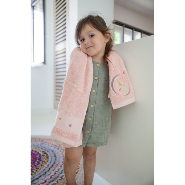 Toalha infantil personalizada 70 x 140 cm  Coelhinho Rosa