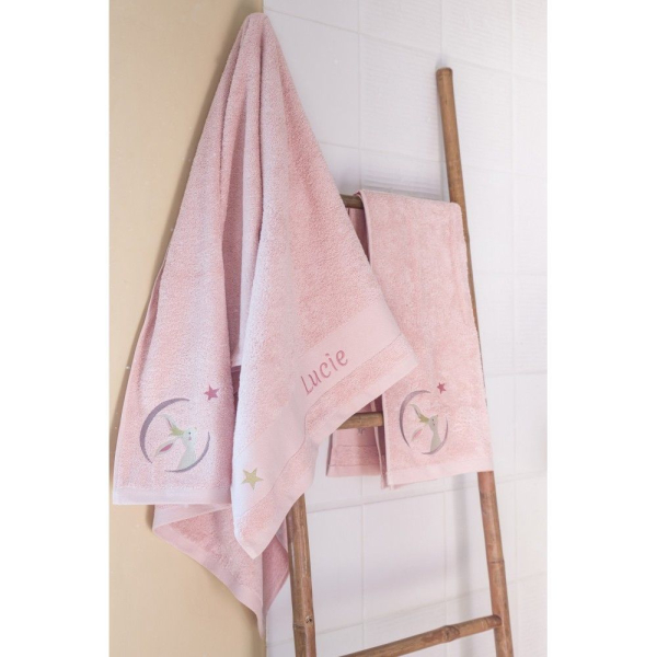 Toalha infantil personalizada 70 x 140 cm  Coelhinho Rosa