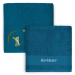 Toalha infantil personalizada 70 x 140 cm  Guaxinim Azul