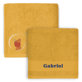 Toalha infantil personalizada 70 x 140 cm - Leão Amarelo Toalha infantil personalizada 70 x 140 cm - Leão Amarelo
